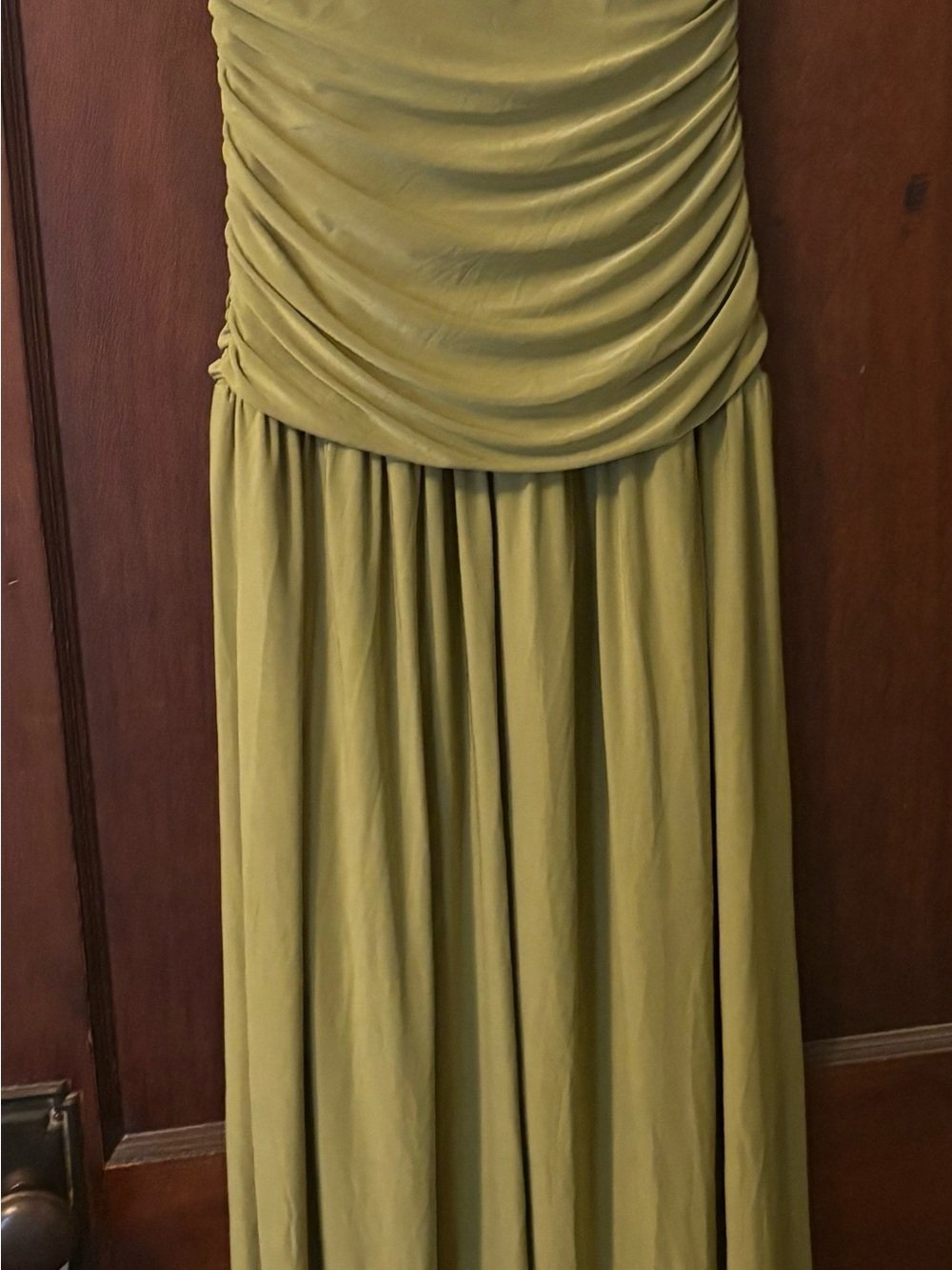 PrettyLittleThing Olive Green Ruched Maxi Dress